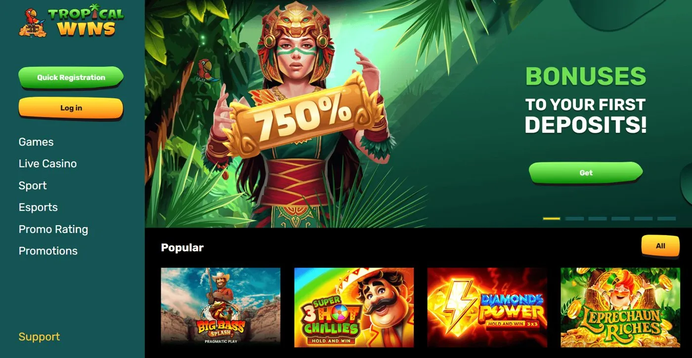 Tropical Wins Casino among non gamstop casinos