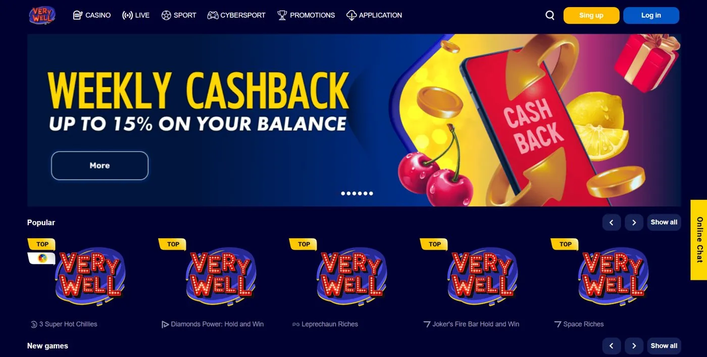 Very Well Casino among non gamstop casinos