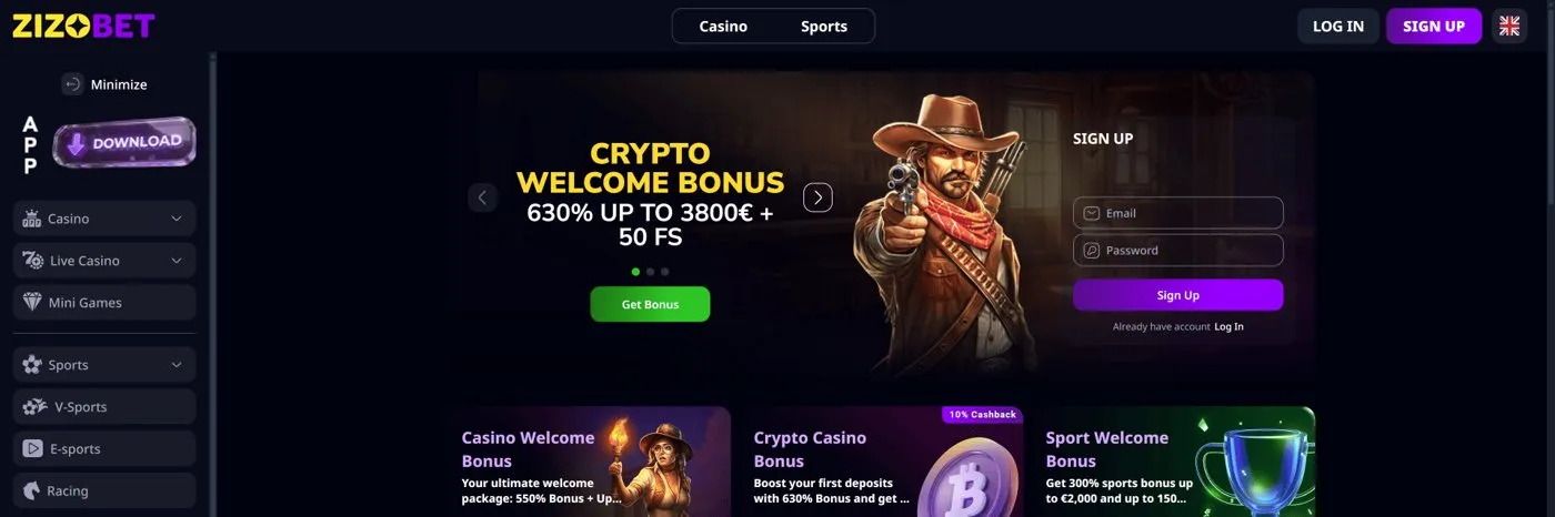 ZizoBet among non gamstop casinos